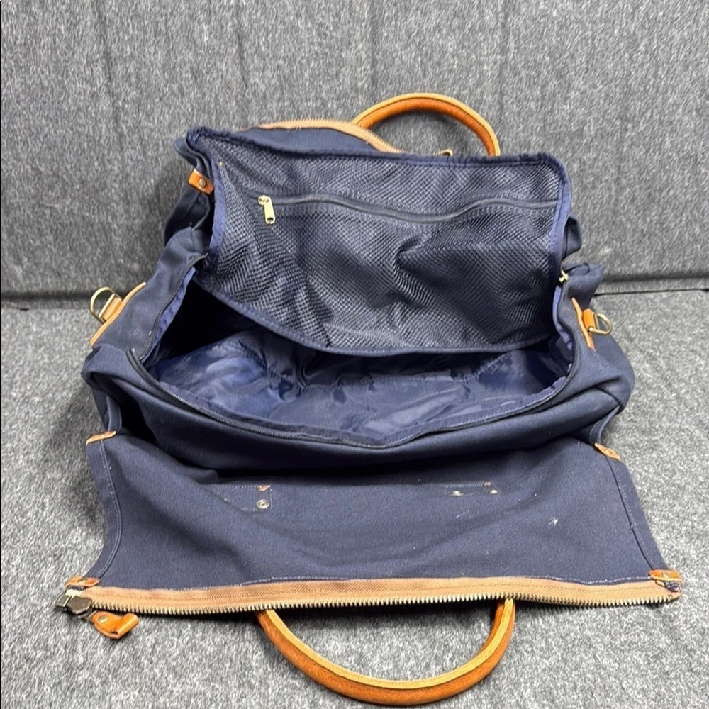 Lands' End Navy  and Tan Duffel with Timeless Design.  20x10x8